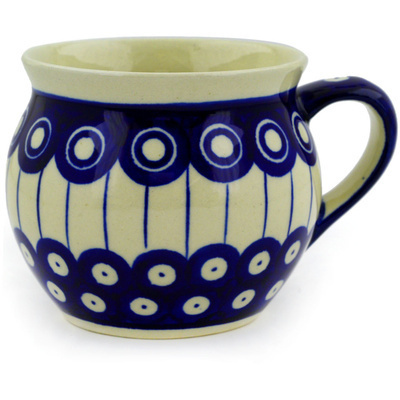 Polish Pottery Bubble Mug 10 oz Traditional Peacock