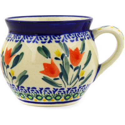 Polish Pottery Bubble Mug 10 oz Tulip Twins UNIKAT