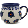 Polish Pottery Bubble Mug 11 oz Blue Flower Halo UNIKAT