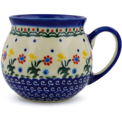 Polish Pottery Bubble Mug 11 oz Spring Flowers UNIKAT
