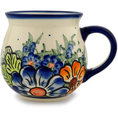Polish Pottery Bubble Mug 11 oz Summertime Blues UNIKAT