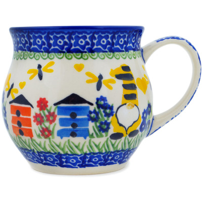 Polish Pottery Bubble Mug 12 oz Beekeeper Gnome UNIKAT