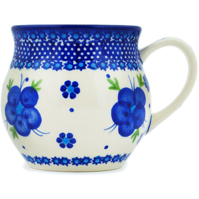 Polish Pottery Bubble Mug 12 oz Bleu-belle Fleur
