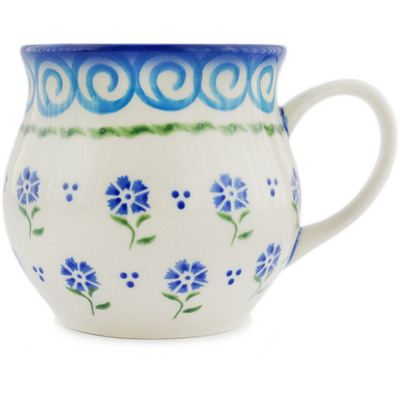 Polish Pottery Bubble Mug 12 oz Blue Bursts