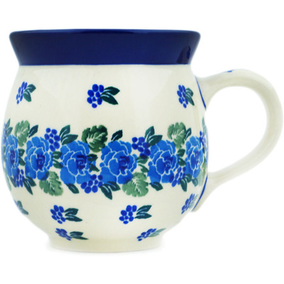 Polish Pottery Bubble Mug 12 oz Blue Carnation