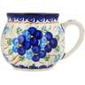Polish Pottery Bubble Mug 12 oz Blue Pansy