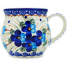 Polish Pottery Bubble Mug 12 oz Blue Pansy
