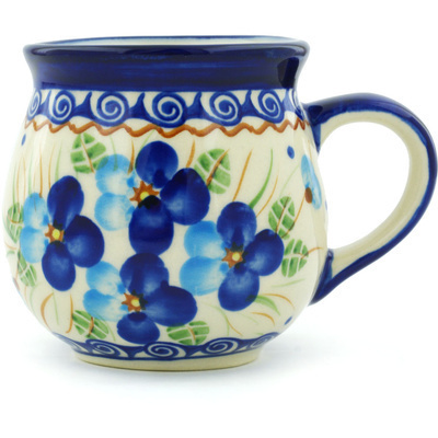 Polish Pottery Bubble Mug 12 oz Blue Pansy