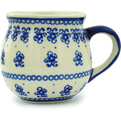 Polish Pottery Bubble Mug 12 oz Blue Pattern