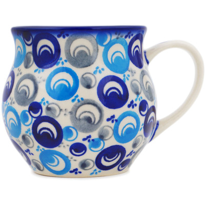 Polish Pottery Bubble Mug 12 oz Blue Peacock Eye