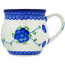 Polish Pottery Bubble Mug 12 oz Blue Poppies