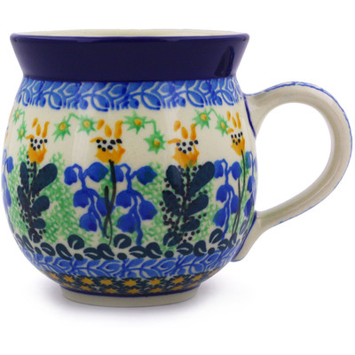 Polish Pottery Bubble Mug 12 oz Bluebells And Irises UNIKAT