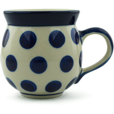 Polish Pottery Bubble Mug 12 oz Bold Blue Dots