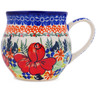 Polish Pottery Bubble Mug 12 oz Bold Poppies UNIKAT