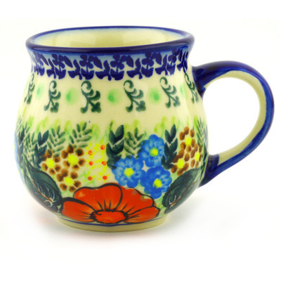 Polish Pottery Bubble Mug 12 oz Bold Red Poppies UNIKAT