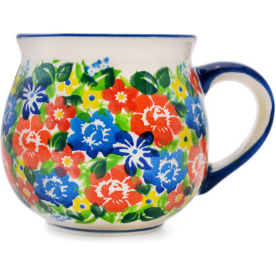 Polish Pottery Bubble Mug 12 oz Bright Wildflowers UNIKAT
