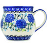 Polish Pottery Bubble Mug 12 oz Cobalt Hydrangea UNIKAT