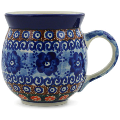 Polish Pottery Bubble Mug 12 oz Dancing Blue Poppies UNIKAT