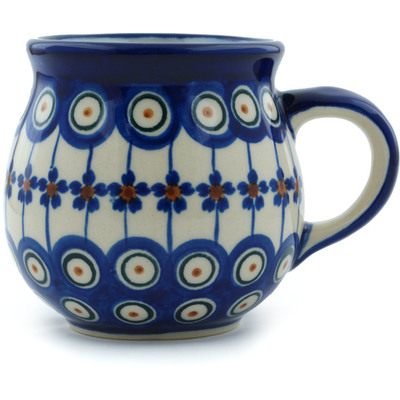 Polish Pottery Bubble Mug 12 oz Floral Peacock