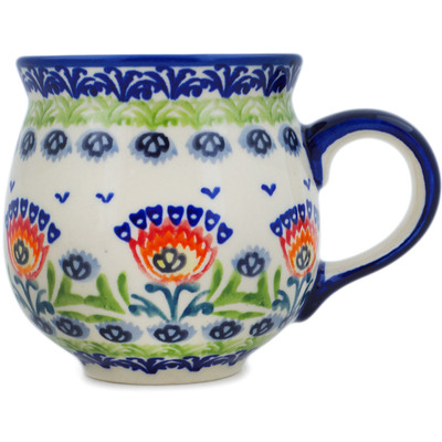 Polish Pottery Bubble Mug 12 oz Flower Flames UNIKAT