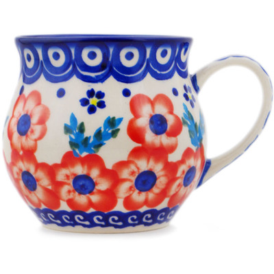 Polish Pottery Bubble Mug 12 oz Flower Star