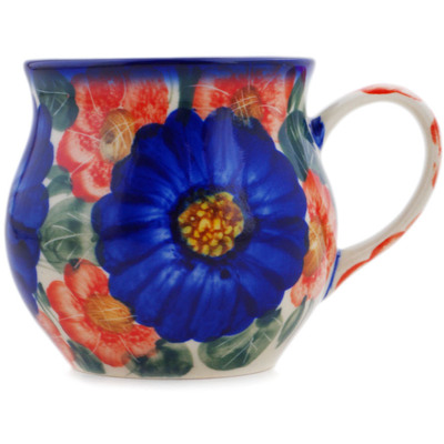 Polish Pottery Bubble Mug 12 oz Flowers In Bloom UNIKAT