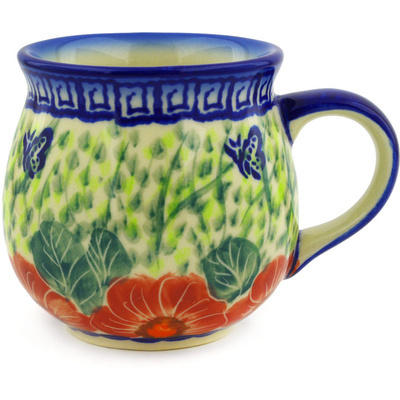 Polish Pottery Bubble Mug 12 oz Happiness UNIKAT