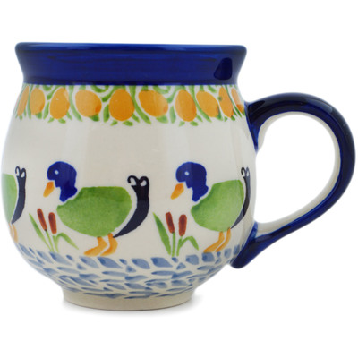 Polish Pottery Bubble Mug 12 oz Happy Ducklings UNIKAT