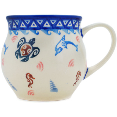 Polish Pottery Bubble Mug 12 oz Hawaiian Sea Turtle - Honu