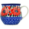 Polish Pottery Bubble Mug 12 oz Lone Poppy