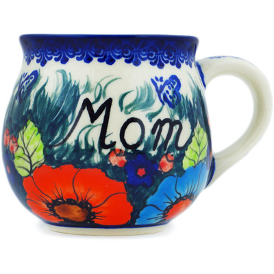 Polish Pottery Bubble Mug 12 oz Mom UNIKAT