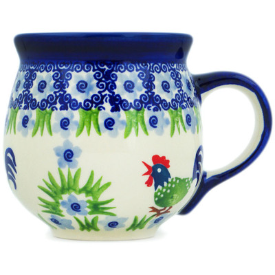 Polish Pottery Bubble Mug 12 oz Morning Crow UNIKAT