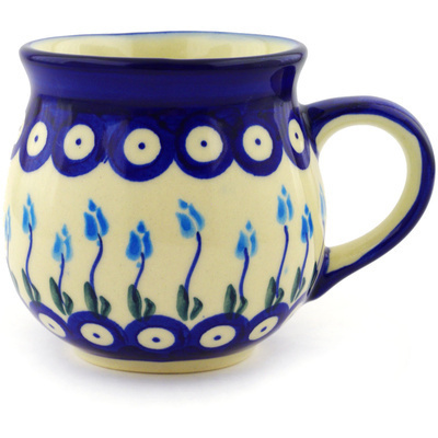 Polish Pottery Bubble Mug 12 oz Peacock Tulip Garden