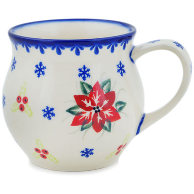 Polish Pottery Bubble Mug 12 oz Poinsettia Charm