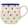 Polish Pottery Bubble Mug 12 oz Red Stars Of Pride