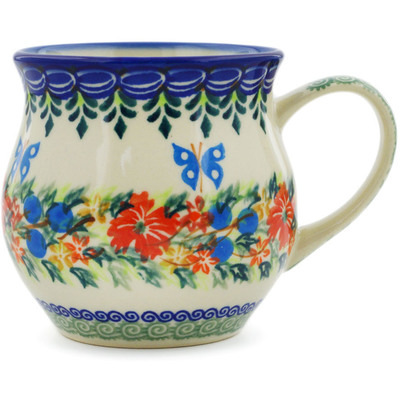 Polish Pottery Bubble Mug 12 oz Ring Of Flowers UNIKAT
