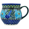 Polish Pottery Bubble Mug 12 oz Soft Blue Petals UNIKAT