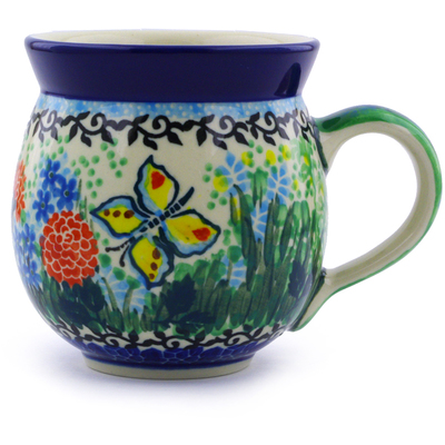 Polish Pottery Bubble Mug 12 oz Spring Butterfly Delight UNIKAT
