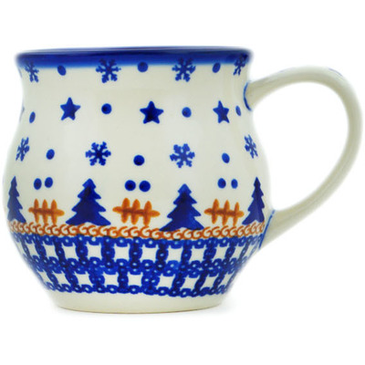 Polish Pottery Bubble Mug 12 oz Winter Snow