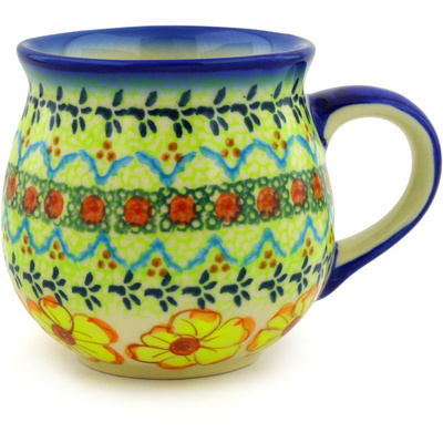 Polish Pottery Bubble Mug 12 oz Yellow Sunshine