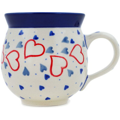 Polish Pottery Bubble Mug 12oz Blooming Hearts