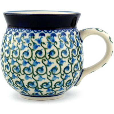 Polish Pottery Bubble Mug 12oz Blue Bell Vine