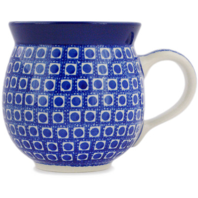Polish Pottery Bubble Mug 12oz Blue Bingo
