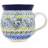 Polish Pottery Bubble Mug 12oz Blue Bouquet UNIKAT