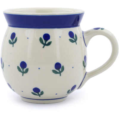 Polish Pottery Bubble Mug 12oz Blue Buds