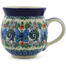 Polish Pottery Bubble Mug 12oz Blue Butterfly Brigade UNIKAT