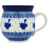 Polish Pottery Bubble Mug 12oz Blue Chicken