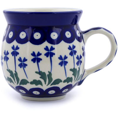 Polish Pottery Bubble Mug 12oz Blue Clover Peacock