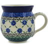 Polish Pottery Bubble Mug 12oz Blue Daisies