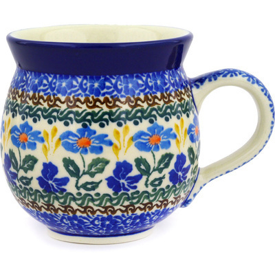Polish Pottery Bubble Mug 12oz Blue Forget-me-nots